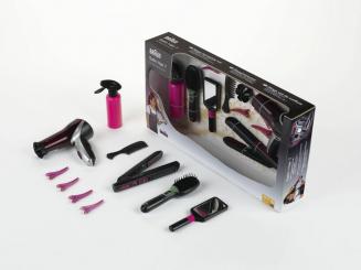 Megafrisierset mit Braun Satin Hair 7 Haarbürste, Haartrockner und Haarglätter 