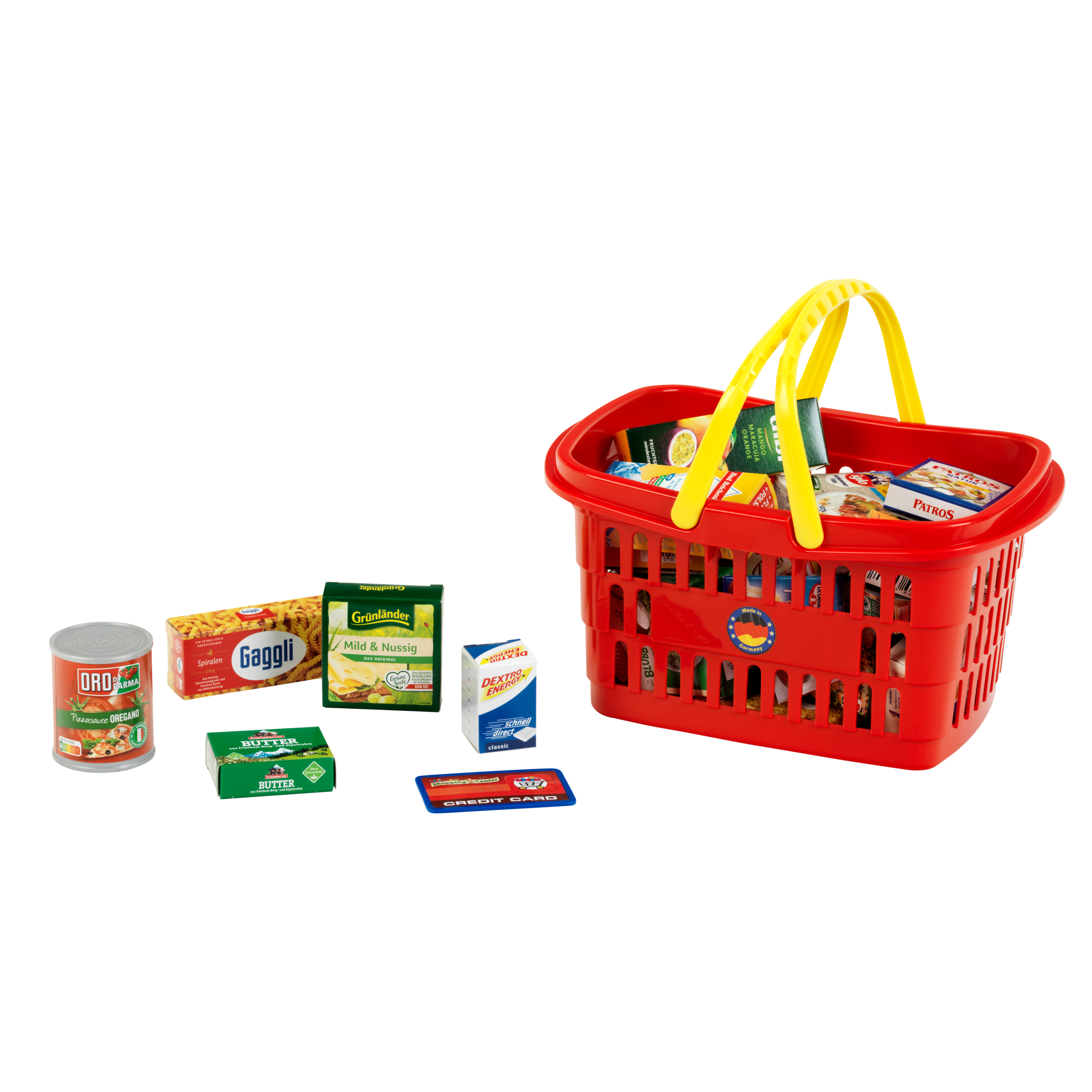 Einkaufskorb gefüllt mit Produkten aus Deutschland - Klein Toys Shop